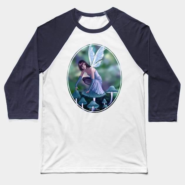 Periwinkle Mushroom Fairy Baseball T-Shirt by silverstars